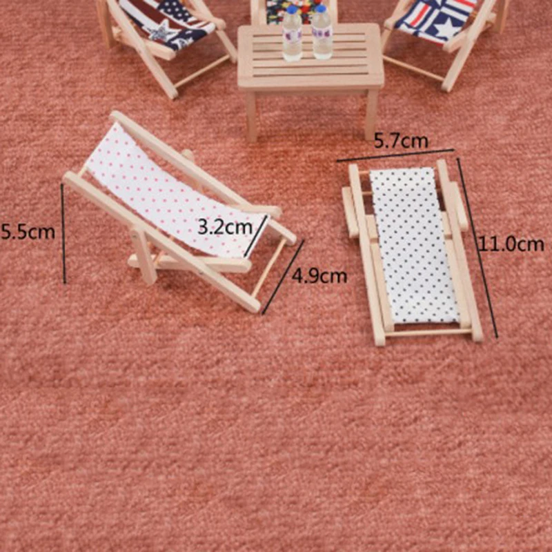 

Hot! 1PC Wooden Lounge Chair Striped For 1/12 Dollhouse Mini Furniture For Dolls Dollhouse Beach Chair Christmas Gift Kids Toys