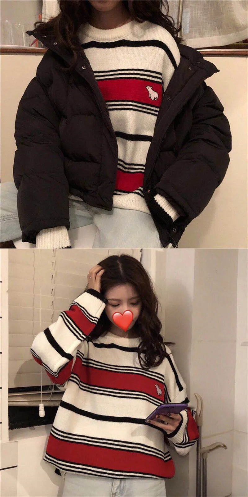 Женский свитер в полоску Kawaii Ulzzang, Ретро стиль, для колледжа, свободные облака, женский, корейский, панк, тонкий, милый, свободный, Harajuku, одежда для женщин