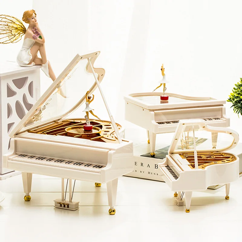

Piano Music Box Jewelry Music Box Classic Rotating Dancer Ballerina Piano Clockwork Birthday Gift Plastic Girls Hand Crank Music