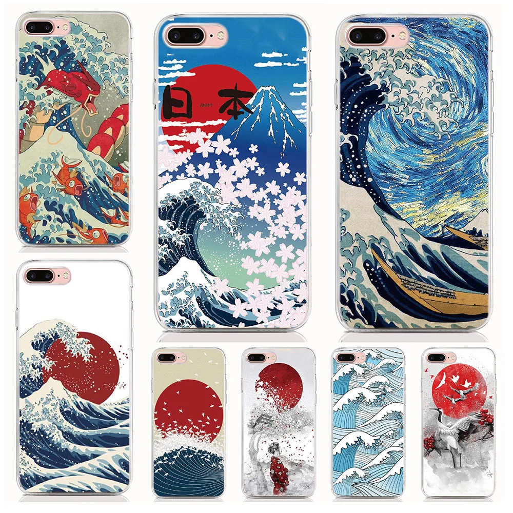 

For One Plus 8 Pro 8T 7T Pro Z 5G Nord N10 5G N100 Case Soft Tpu Print Cartoon Wave Art Japane Back Cover Protective Phone Cases