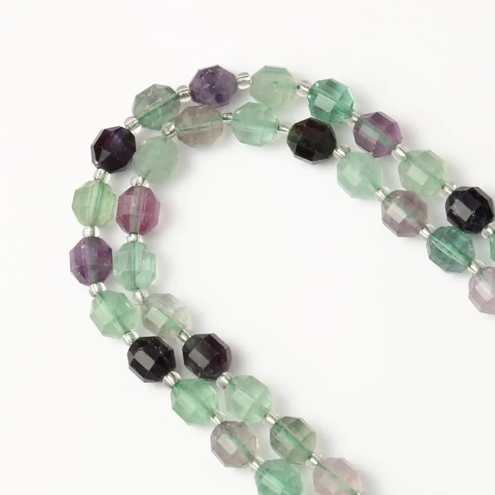 

8mm Natural Faceted Fluorite Quartzs Stone Beads High Quality Round Loose Spacer Beads For Jewelry Making DIY Bracelet Necklace