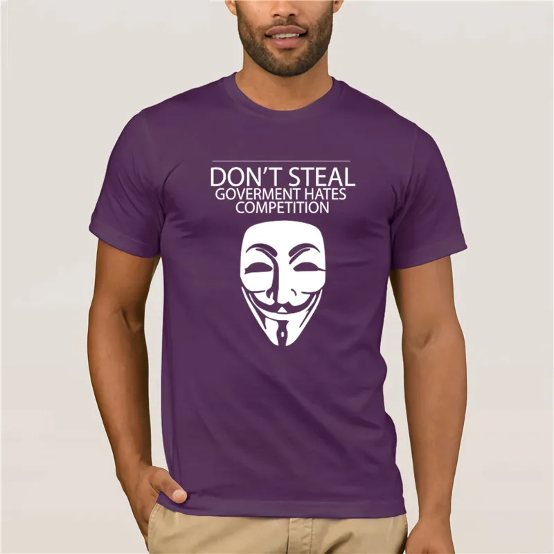 

round neck cool man's T-shirt Anonymous Don'T Steal V for Vendetta Movie 100% Cotton New Summer Fashion T-shirt