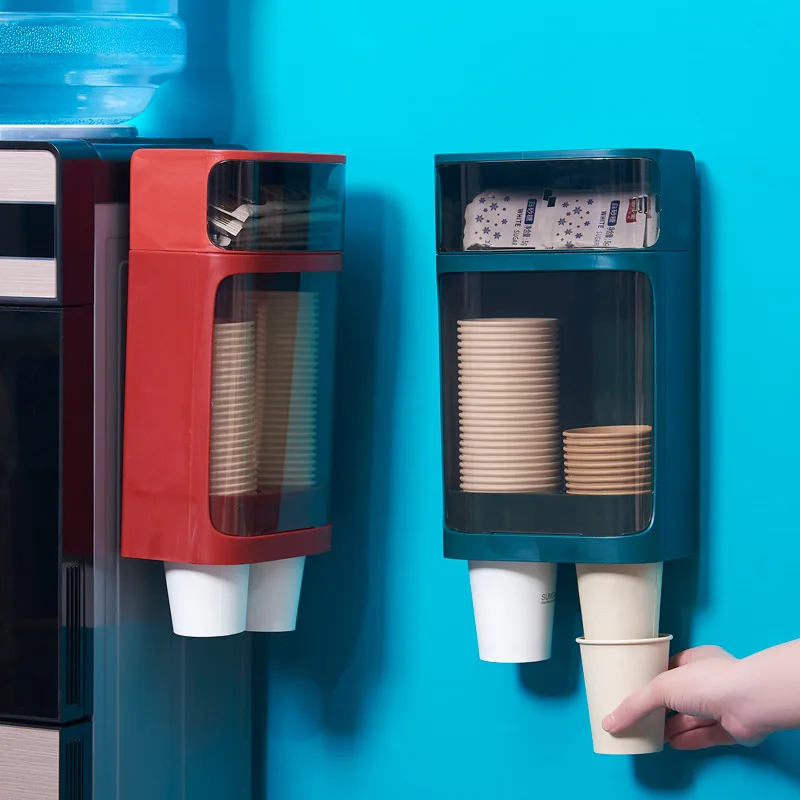 

Disposable Paper Cups Dispenser Plastic Cup Holder for Water Dispenser Wall Mounted Automatic Cup Storage Rack Cups Container