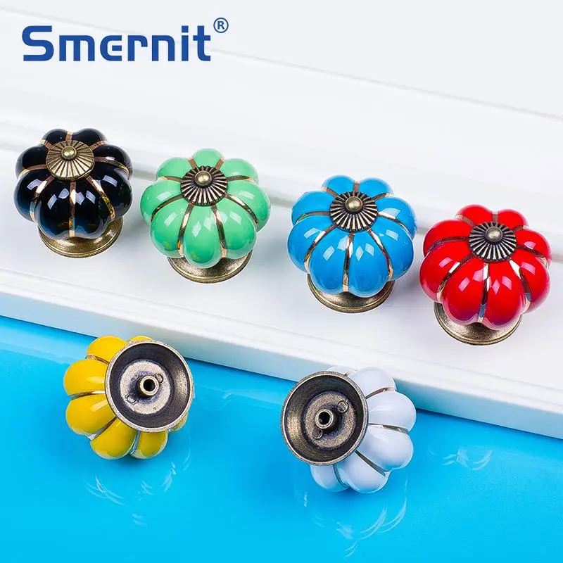 5 шт. красочная Тыква керамические ручки для шкафчиков мебельные прекрасный