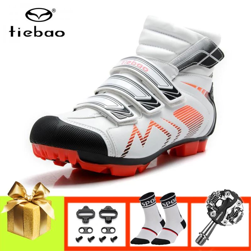 Tiebao Winter Cycling Shoes Sapatilha Ciclismo Mtb Pedals Mountain Bike Snow Boots Self-Locking Warmer Chaussure Vtt Riding Shoe