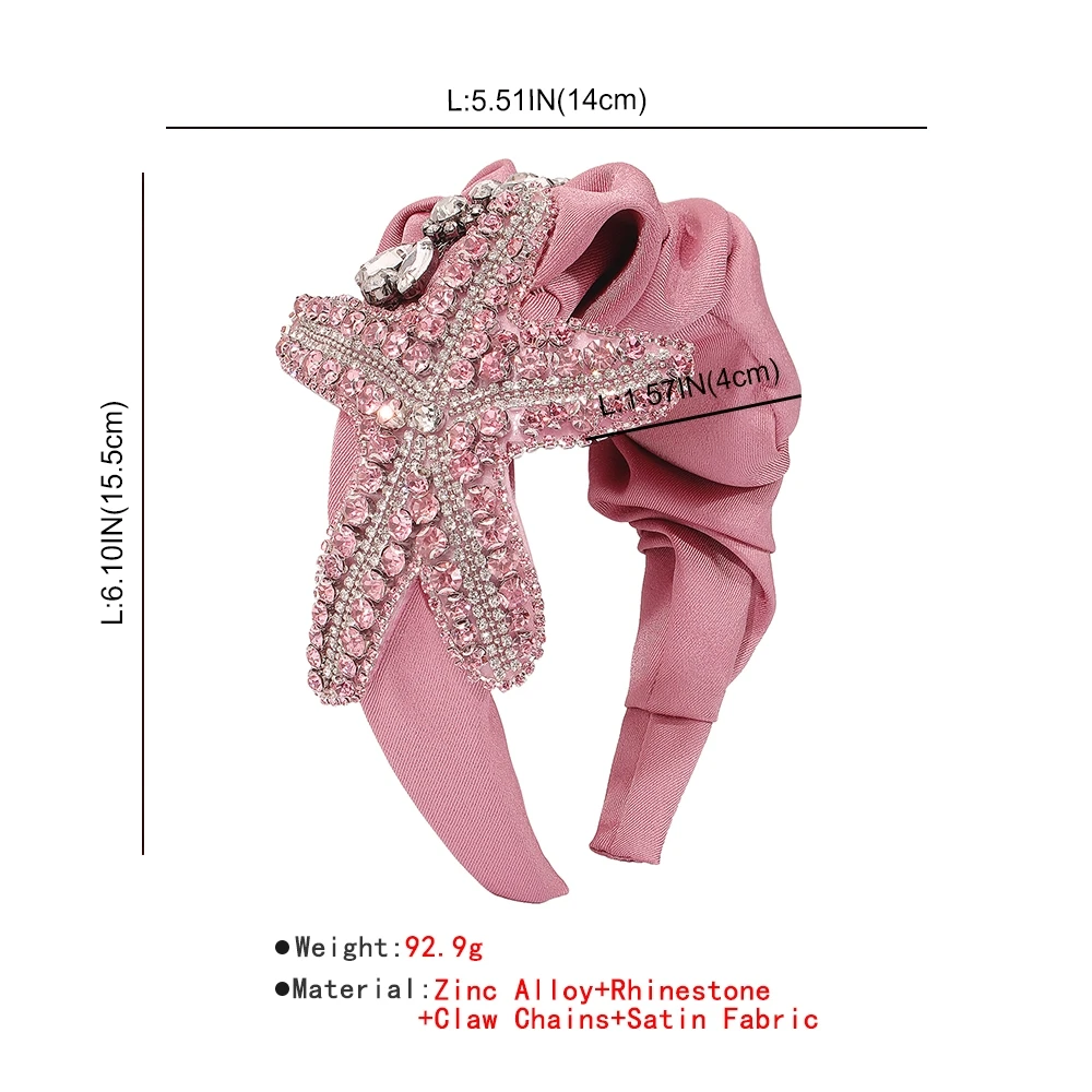 

Sea Starfish Headband Hair Accessories Satin with Glass Rhinestone Hairband For Women Girls Summer Spring Fashion Headdress