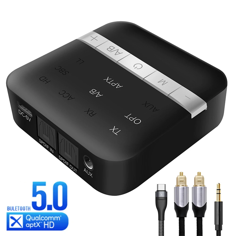 

BT 5.0 Receiver Transmitter APTX Adapter for TV Headphone Optical 3.5mm DSP Bluetooth AUX Audio Adapter