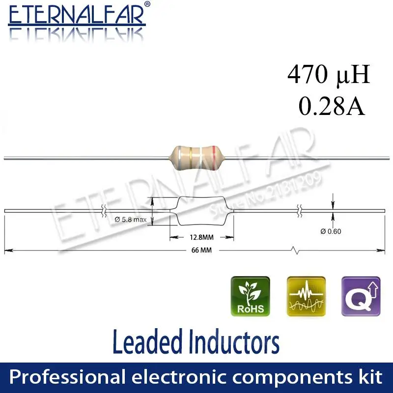 Inductance 470uH Fastron HBCC-471J-02 Sortie Axiale HBCC 0.28A 1.5 MHz 2.5R Leaded Coloring Inductor Fixed Choke Coils 6x12mm |