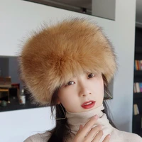 women hats lady russian tick fluffy imitation fox fur hat headband winter earwarmer ski hat female hats for autumn winter camel