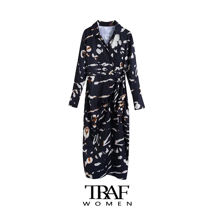 

Платье-рубашка миди с запахом, длинным рукавом и карманами