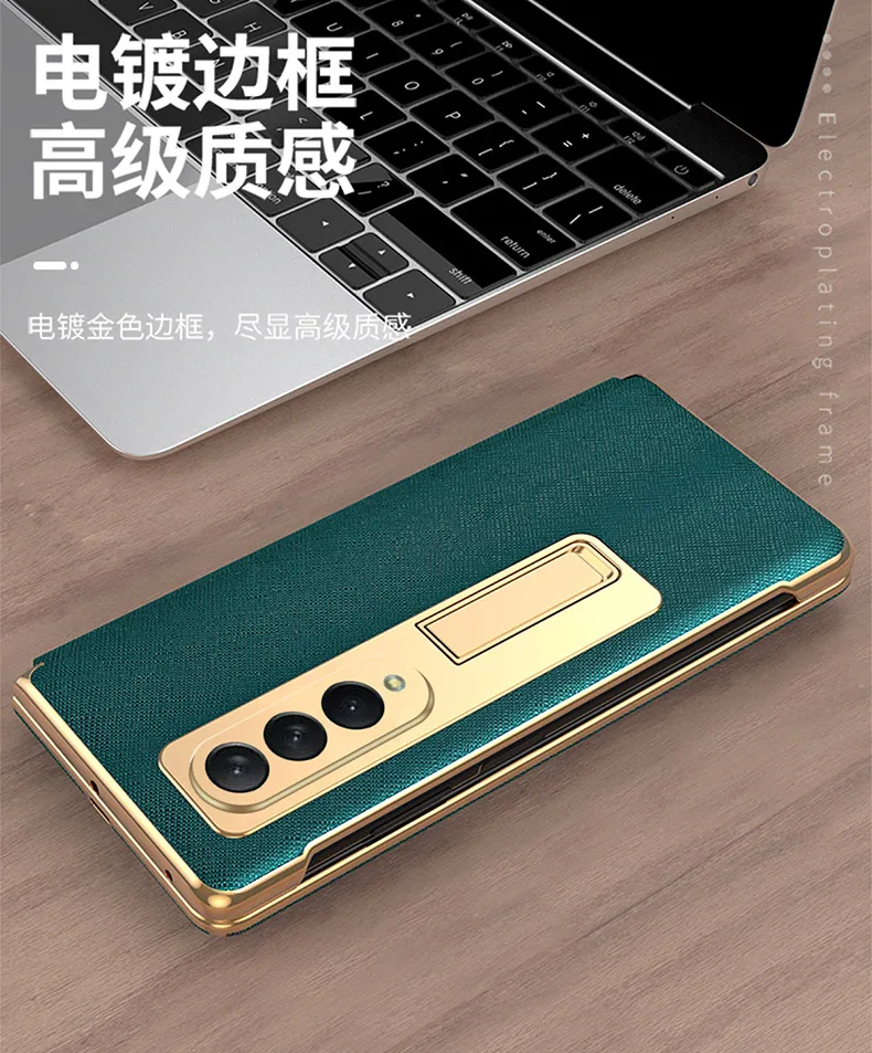 for samsung z fold 3 genuine leather case and tempered glass film full protective phone cover z fold 2 3 fold2 fold3 5g case free global shipping