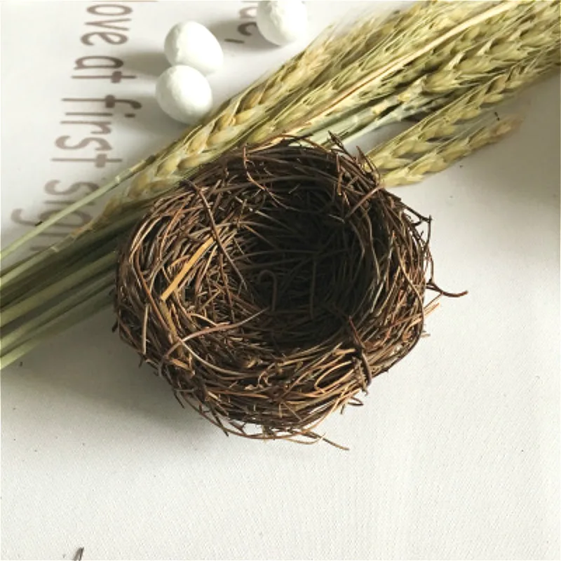 SUEF ручной работы ротанга Птичье гнездо клетка украшение яйцо имитация