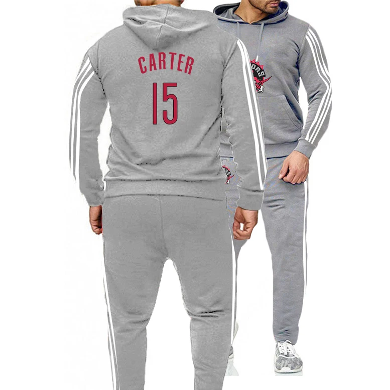 

2021 Mens New American Basketball Jersey Clothes #15 Vince Carter Toronto Raptors Sweatshirt Hoodies Two Piece Set Training Suit