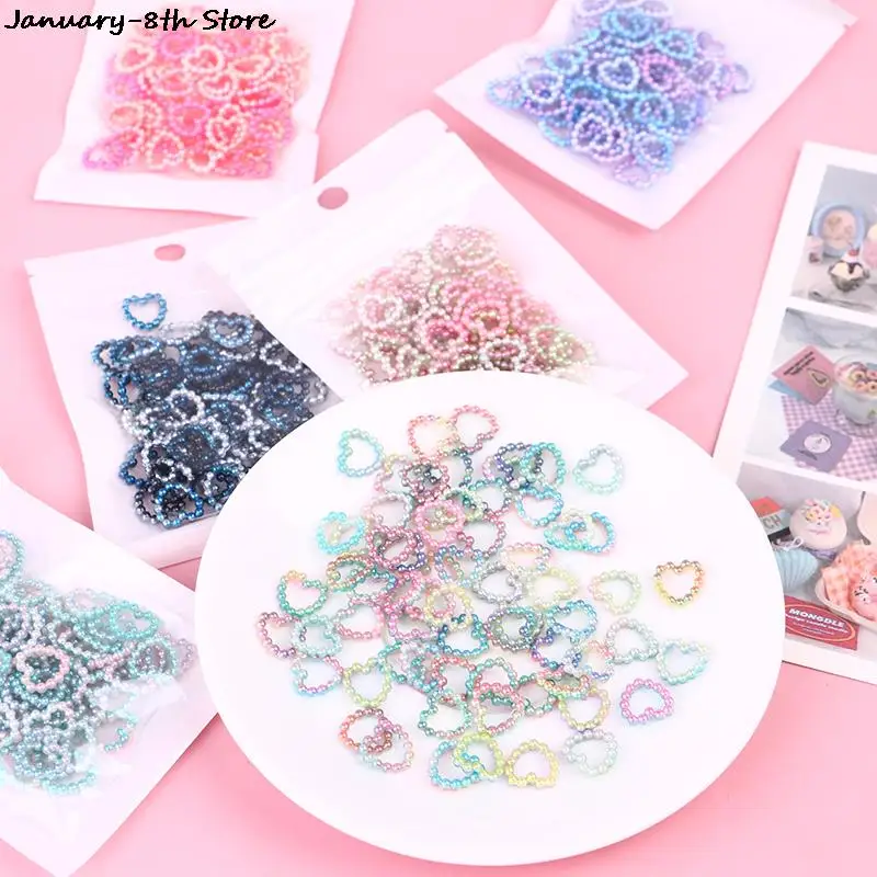 

50 шт. 10x11 мм, корейские Полые Подвески в форме сердца, украшения для ювелирных изделий, жемчужные украшения, градиентный цвет для дизайна ног...