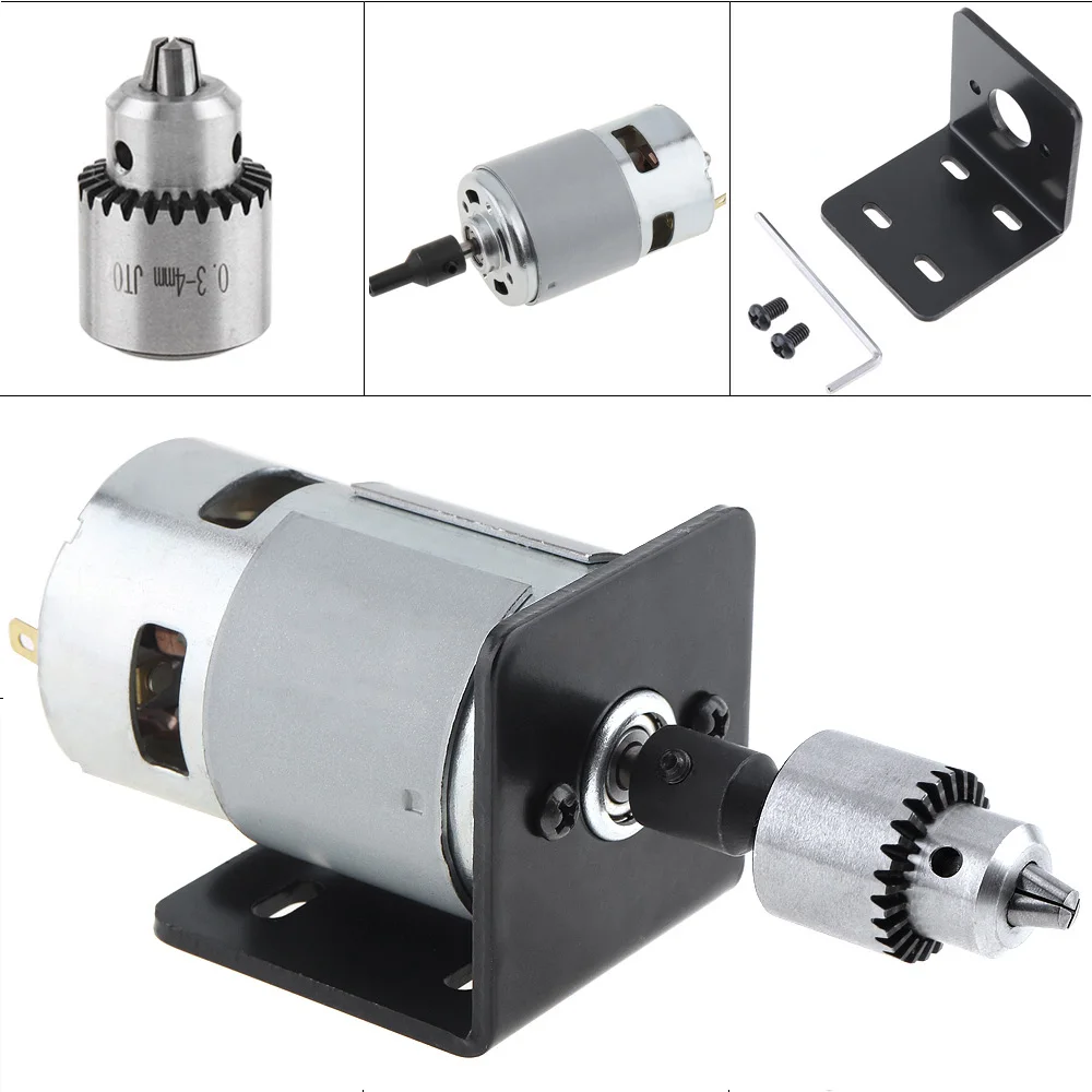 12V-24V 775 шариковый двигатель небольшая скамья дрель с патроном JTO и монтажным