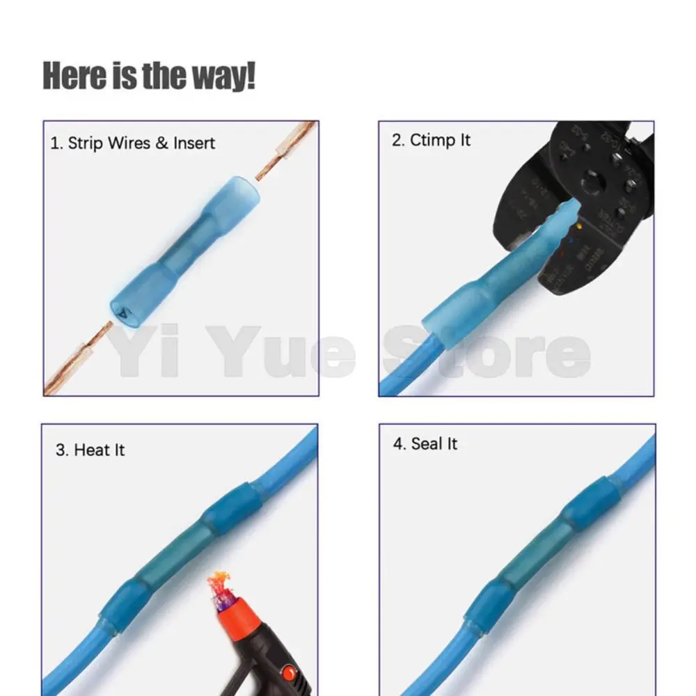 20 шт. водонепроницаемый Изолированный термоусадочный стыковый соединитель 16 14AWG