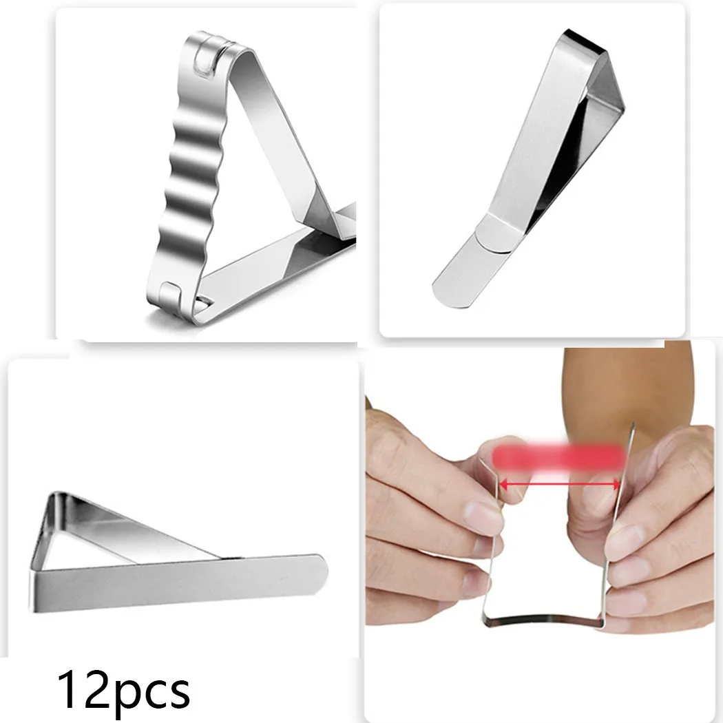 

12Pcs Stainless Steel Tablecloth Useful Clips Holder Cloth Clamps Party Picnic Wedding Prom Multi-function Tablecloth Clip