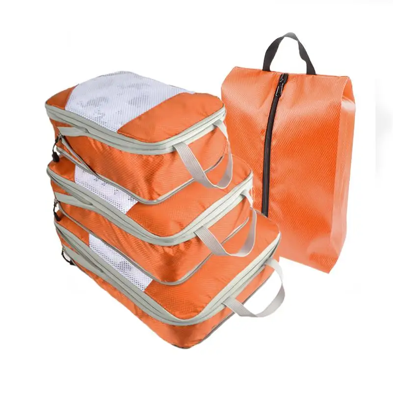 ORANGE 3 SET-BAG Компрессионные упаковочные кубики органайзер для багажа для путешествий для детей/складной/маленький/роскошный/большой/складной органайзер для сумки для путешествий/для мужчин/для женщин/набор - Цвет: ORANGE 3 SET-BAG