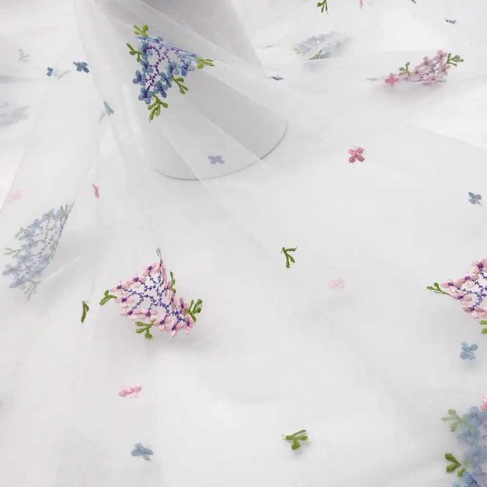 1 метр 130 см Цветочная вышивка сетчатая Тюлевая кружевная ткань юбка кружева