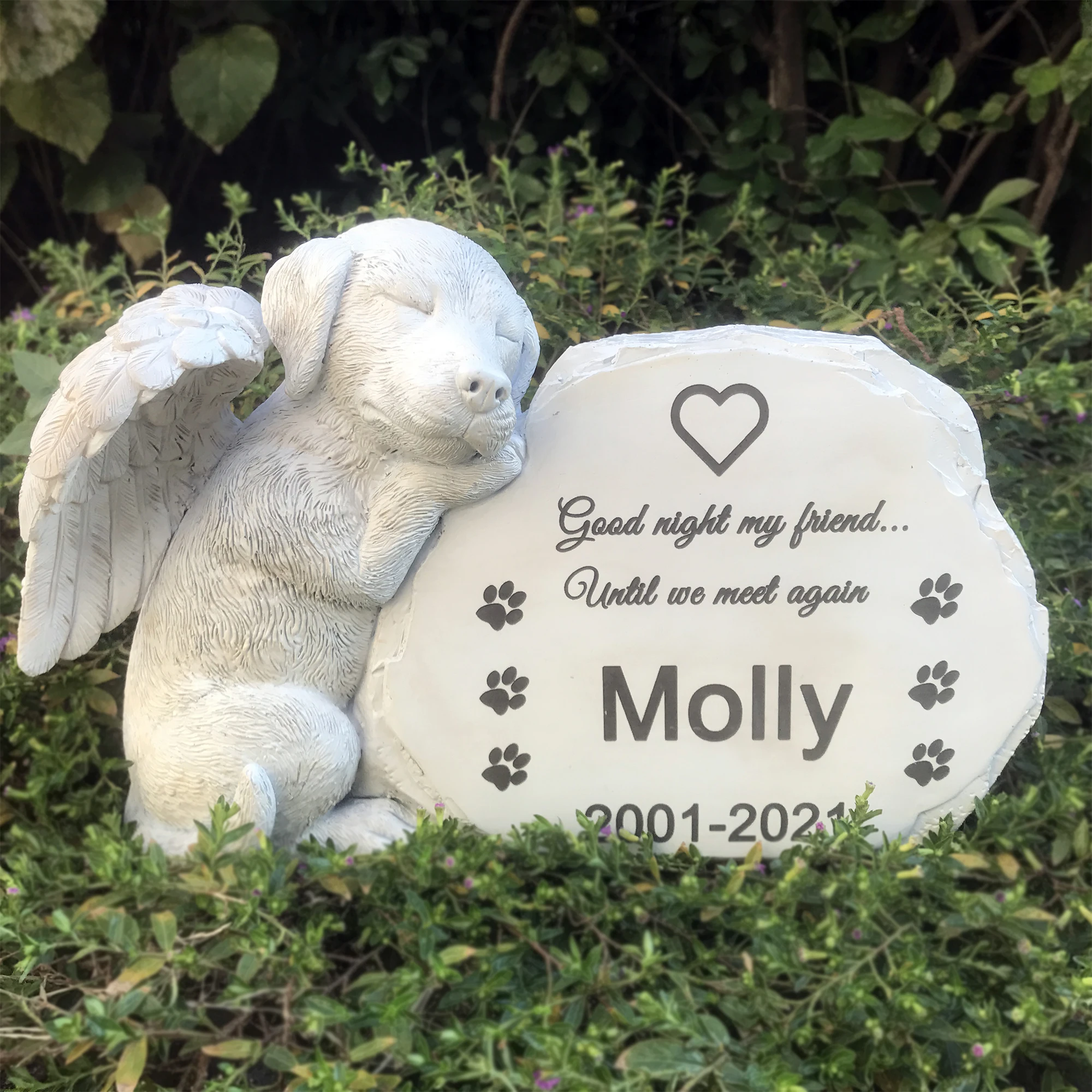 Personalized Dog Angel Pet Memorial Grave Marker Tribute Statue-Pet Headstone Memorial Garden Stones