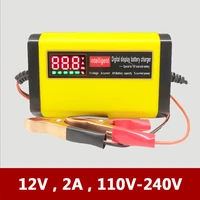 12v 2a intelligent car motorcycle lead acid battery charger 12 v volt 3 stages lcd display scooter motor mower auto 10a 12a 20a