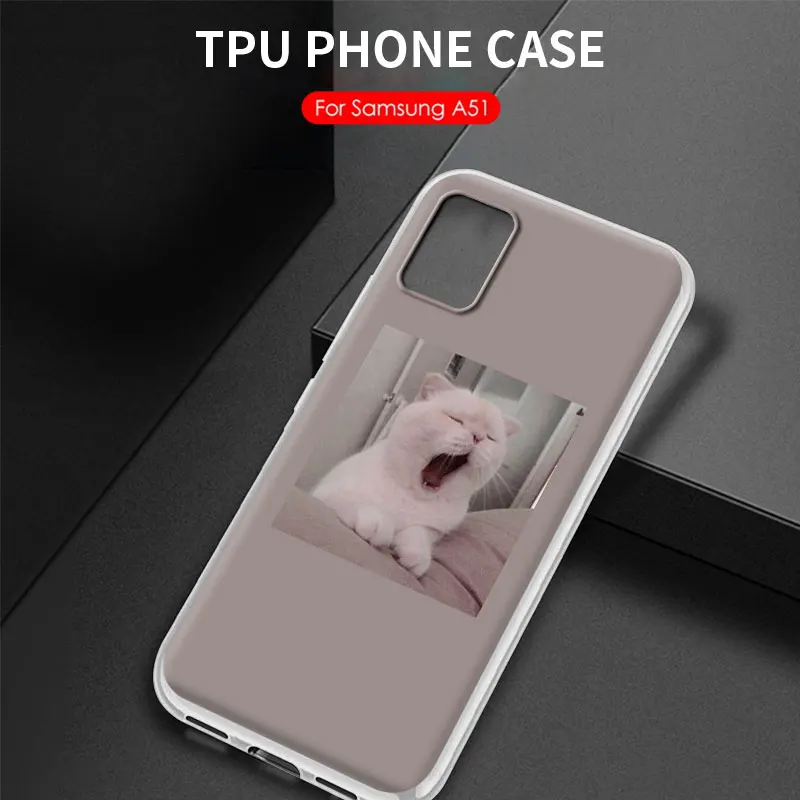 Soft Case For Samsung Galaxy A51 A71 A21S A31 A41 M31 A11 M51 M21 M11 Translucent Phone Cover Shell Cute Lovely Animal Cat Capa