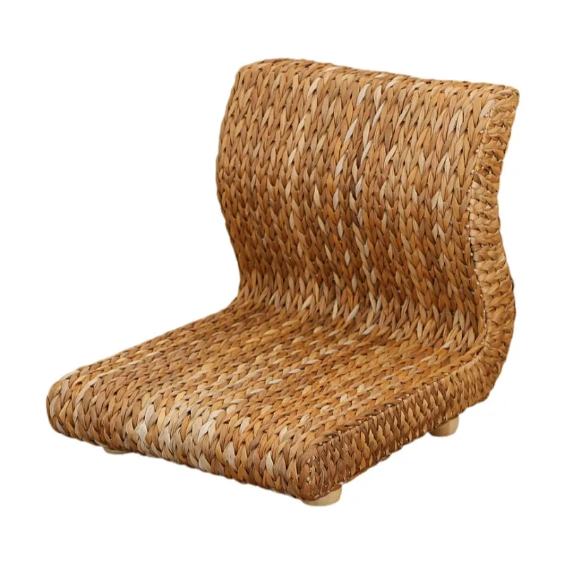 

Handmade Rattan Floor Legless Zaisu Chair Straw Tatami Seats Backrest Chair for Balcony Bay Window Office Living Room Bedroom