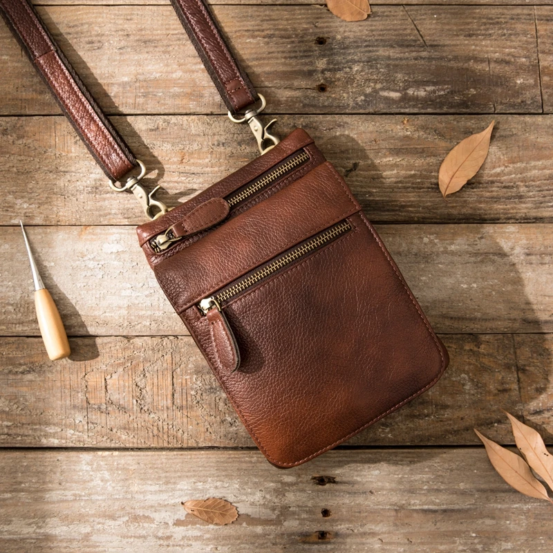 

Новинка Мобильный телефон, сумка на пояс, нагрудная сумка, мужская сумка через плечо в стиле ретро, миниатюрная Повседневная Мужская винтаж...