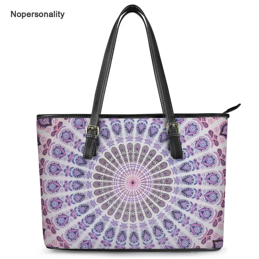 

Сумка-тоут Nopersonality женская с цветочным принтом, повседневный вместительный саквояж на плечо с принтом мандалы