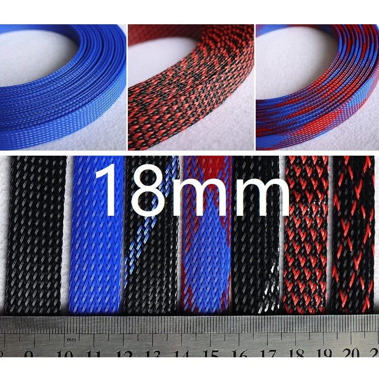 18 мм Плетеный расширяемый рукав PET плотный провод обмотки высокой плотности