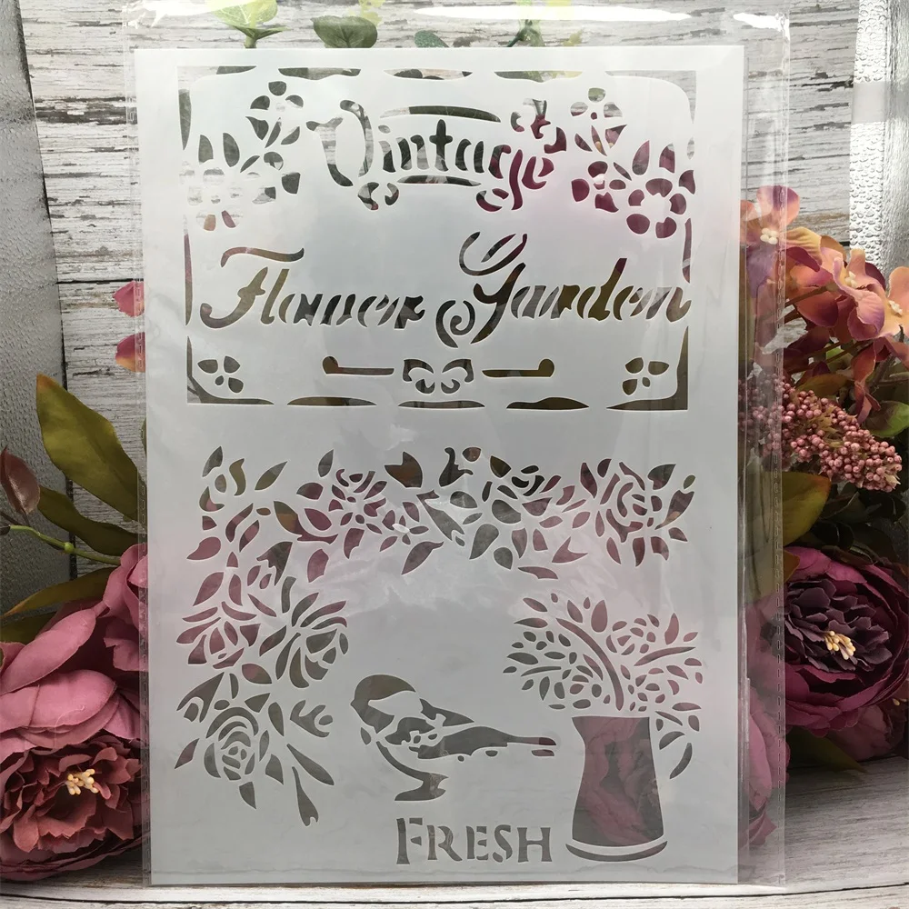 29*21cm A4 Vintage Flower Garden DIY Layering Stencils Wall Painting Scrapbook Coloring Embossing Album Decorative Template