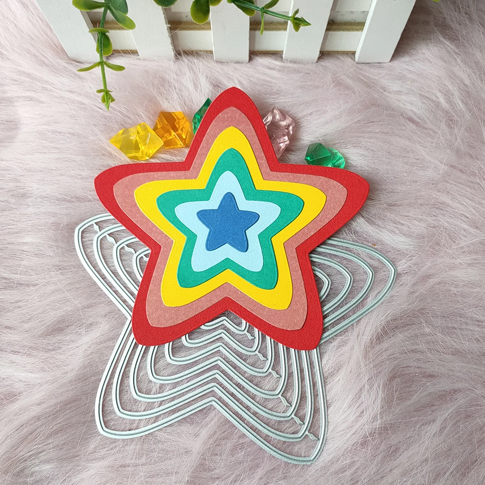 

New 6-piece set Pentagram Metal Cutting Dies Decorative DIY Scrapbooking Steel Craft Die Cut Embossing Paper Cards Stencils