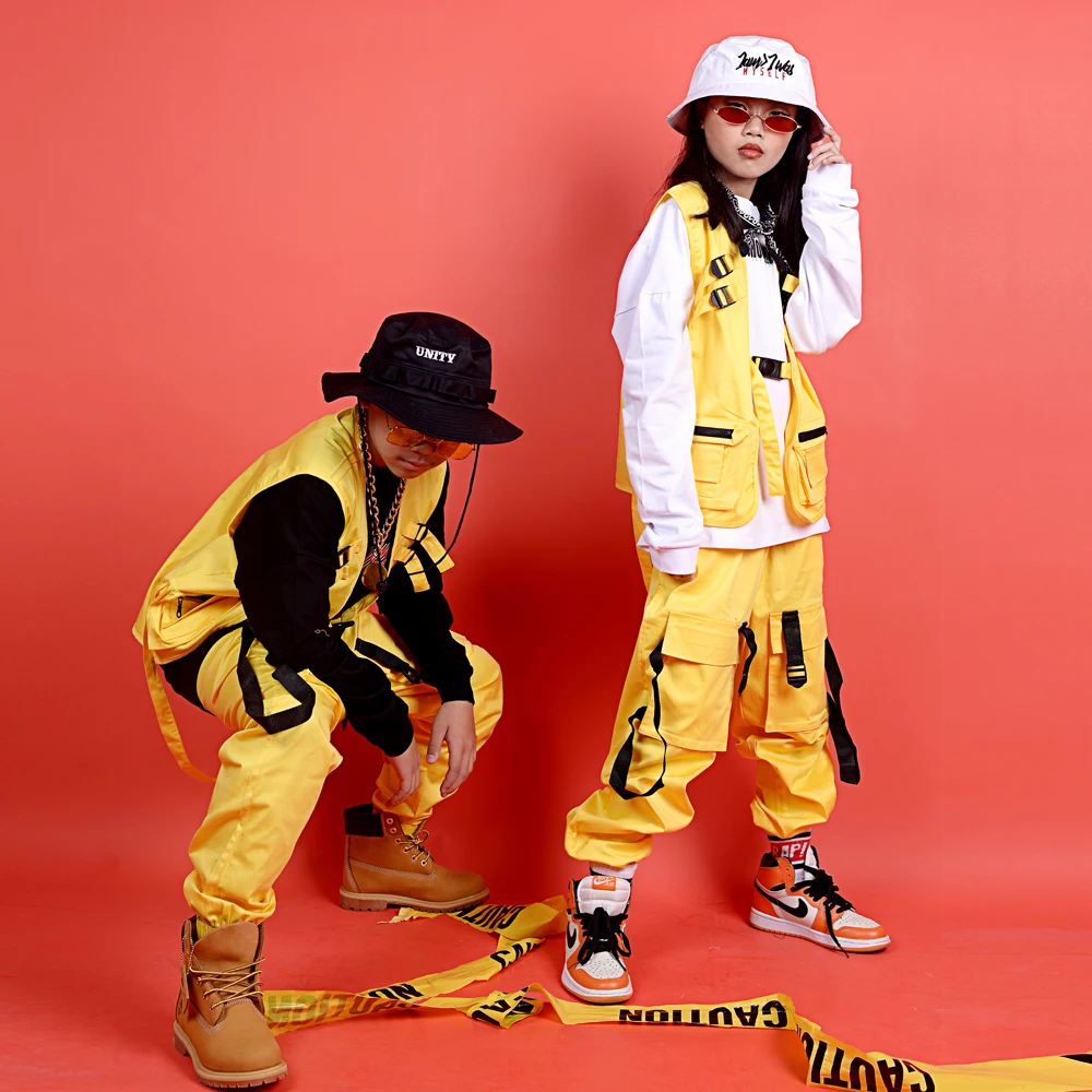 Children'S Jazz Dance Costumes Boys Street Dance Set Hip Hop Clothing For Girls Hiphop Pocket Set Ballroom Stage Outfits DQS306