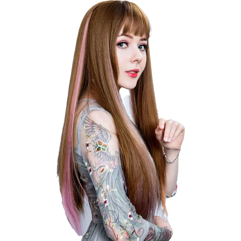 Длинные прямые удлинители волос GIRLSHOW с зажимом для женщин высокотемпературные