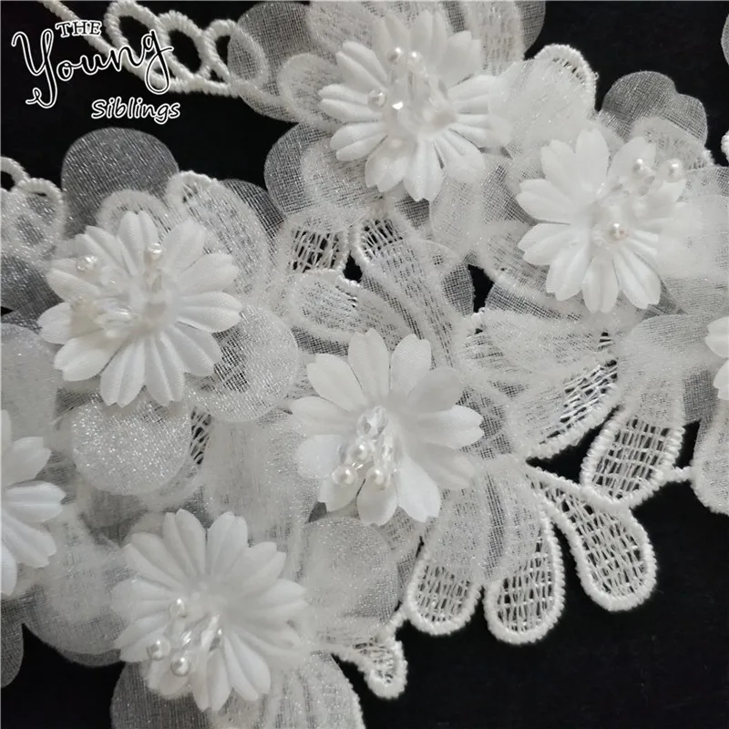 Новое поступление белая вышивка декольте Кружевная аппликация отделка шитье