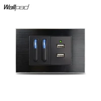 11872mm 2 gang switch and dual usb wallpad l3 black aluminum panel piona light switch and 2 usb power supply socket