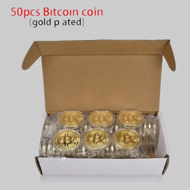 

50PCS Hot Gold Plated Bitcoin Coin BTC Bit Coin Cryptocurrency Physical Metal Coin for Collection Challenge Coin