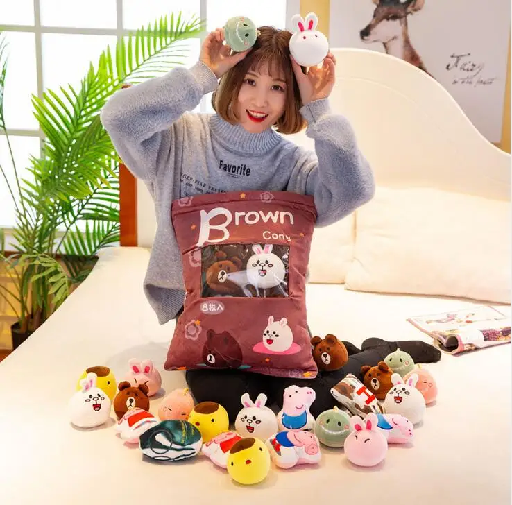 Kawaii Cartoon creative dinosaur totoro snack pillow bag 8pcs Doll Plush Toy Gifts Pillow Food | Игрушки и хобби