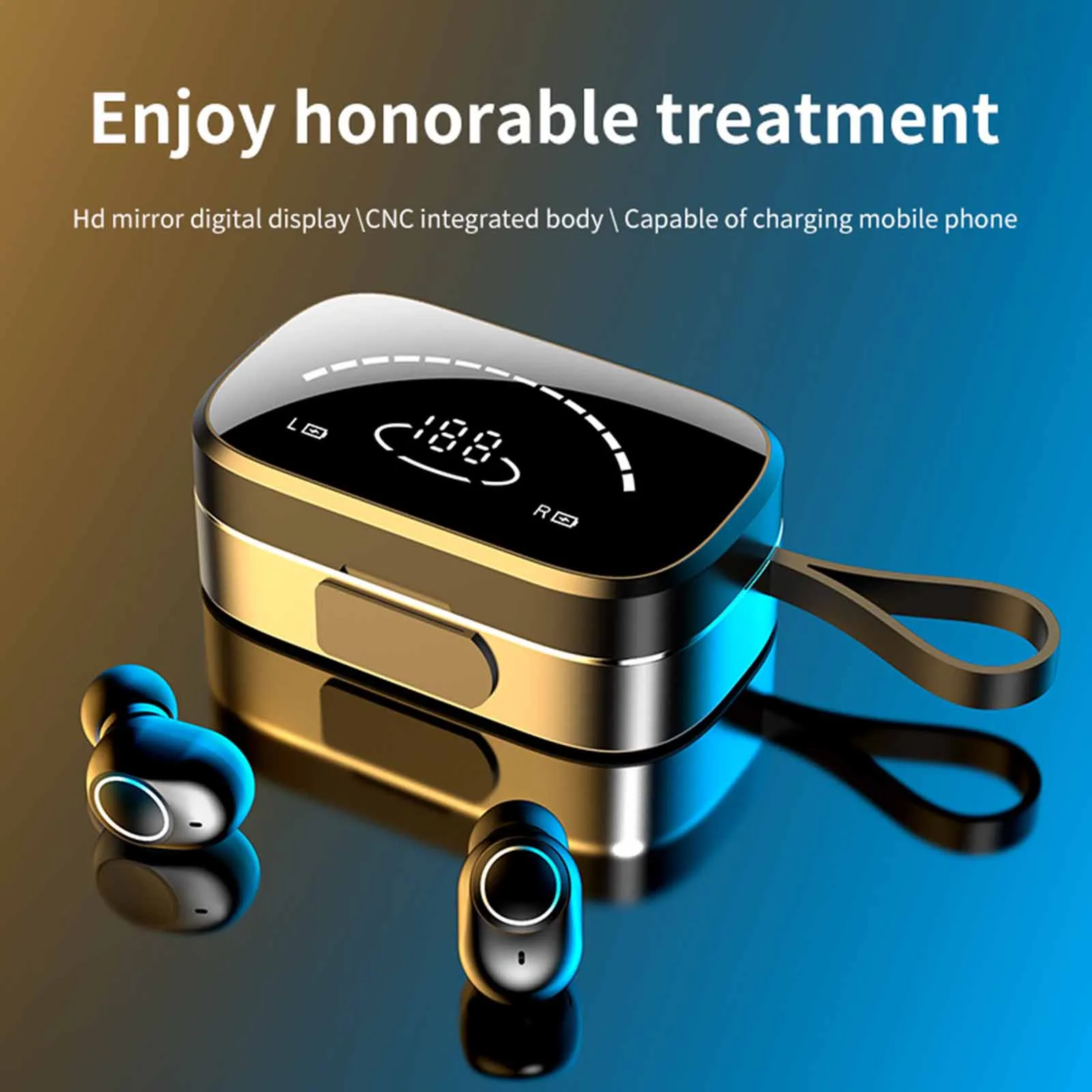 

Bluetooth 5.0 Wireless Headset With 3500mah Large Capacity Led Mirrored Display Wireless Headphone Sport Bluetooth