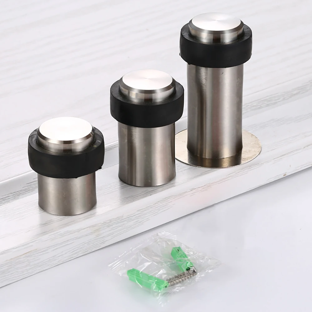 

Rubber Anti-collision Door Stopper Stainless Steel Round Resistance Home Door Floor Wall Protector Hardware Door Catcher Stops