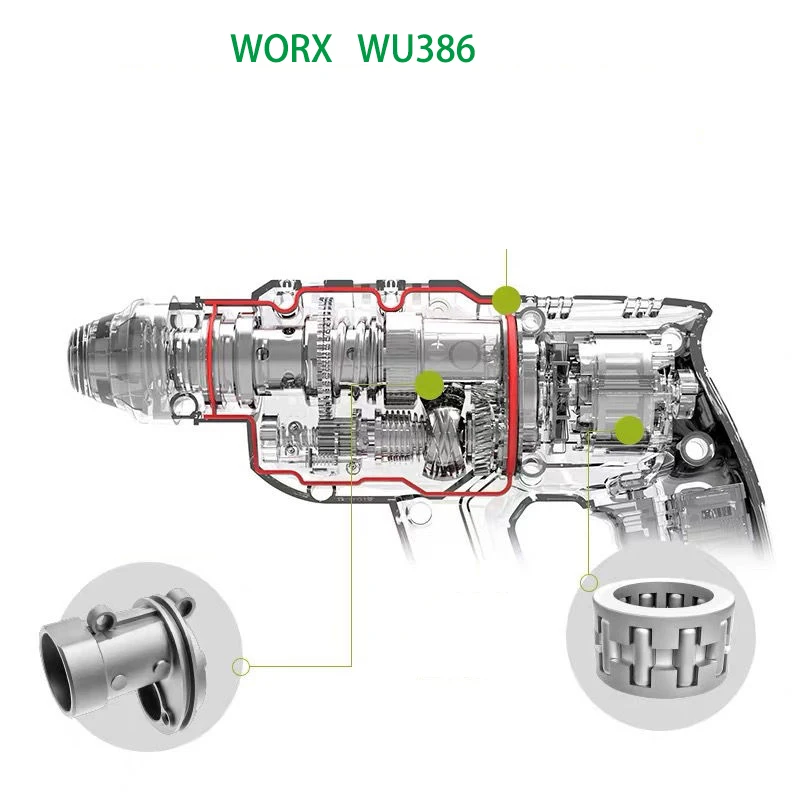 Перкуссионная ручная электрическая дрель WORX WU386 беспроводной электроинструмент