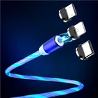 1 м светодиодный магнитный освещение кабель USB Type-C для быстрой зарядки Магнитный кабель Micro USB зарядного устройства в оплетке для iPhone Samsung