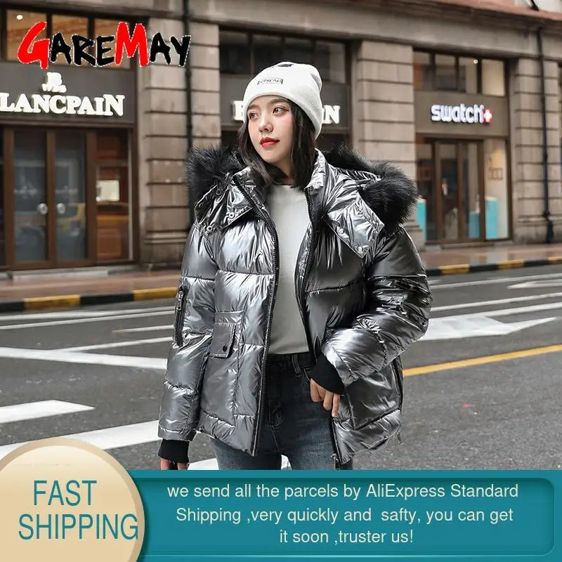 Женские пуховики куртки теплые женские с капюшоном и меховым воротником 2020