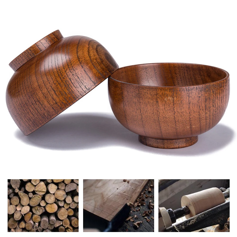 

Japanese Style Wooden Bowl Cartoon Totoro Bowl Soup Salad Rice Noodle Bowls Natural Jujube Kids Original Wood Bowl Tableware