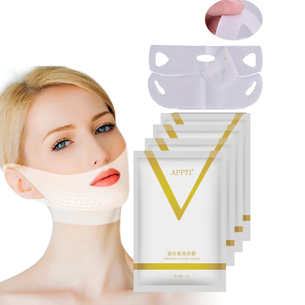 2020 New 4D Reduce Double Chin Tape Neck Firming Shape Mask Face Lift Slimming Mask V Line Chin Up Patch US BR Do Dropshipping