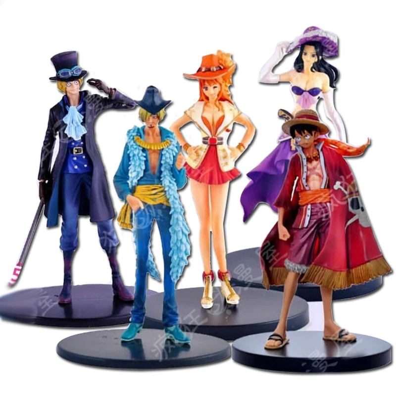 

Бесплатная доставка Monkey D. Экшн-фигурки Luffy Sabo Nami, ПВХ Куклы, 18 см, цельная деталь, комплект фигурок персонажей из аниме на 15-летие