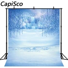 Каписко фоны для фотосъемки Рождество Зима замороженный снег лед хрустальный кулон мир фон для детской фотостудии реквизит