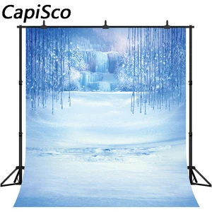 Каписко фоны для фотосъемки Рождество Зима замороженный снег лед хрустальный кулон мир фон для детской фотостудии реквизит