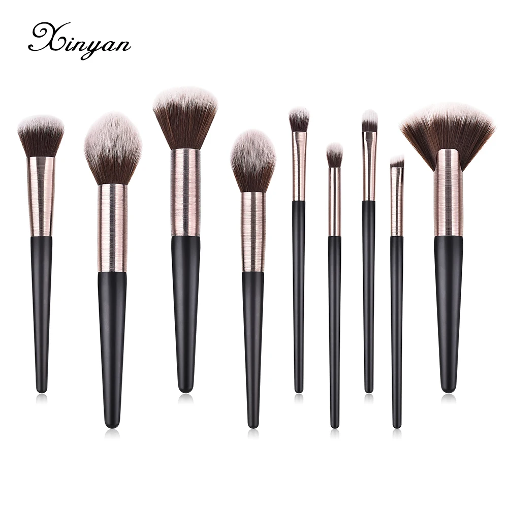 

XINYAN Fashion Lines Pattern Makeup Brush Set Eyeshadow Wood Handle Foundation Powder Blush Concealer Cosmetic Beauty Tool