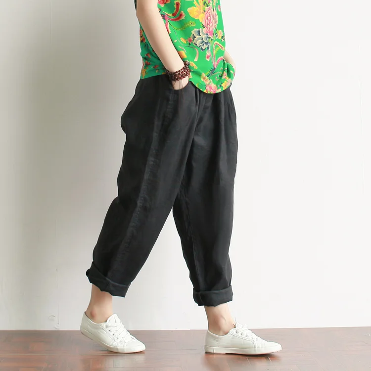 Clobee 2020 pantalones mujer Весна для женщин Большие размеры ткань свободные хлопковые